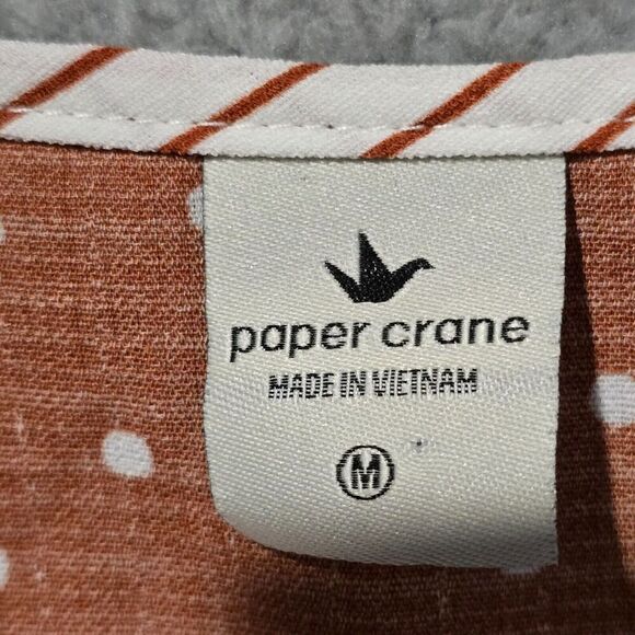 Paper Crane Tank Top M Brown White Polka Dot Milkmaid Dainty Coquette Side Tie - Picture 10 of 10